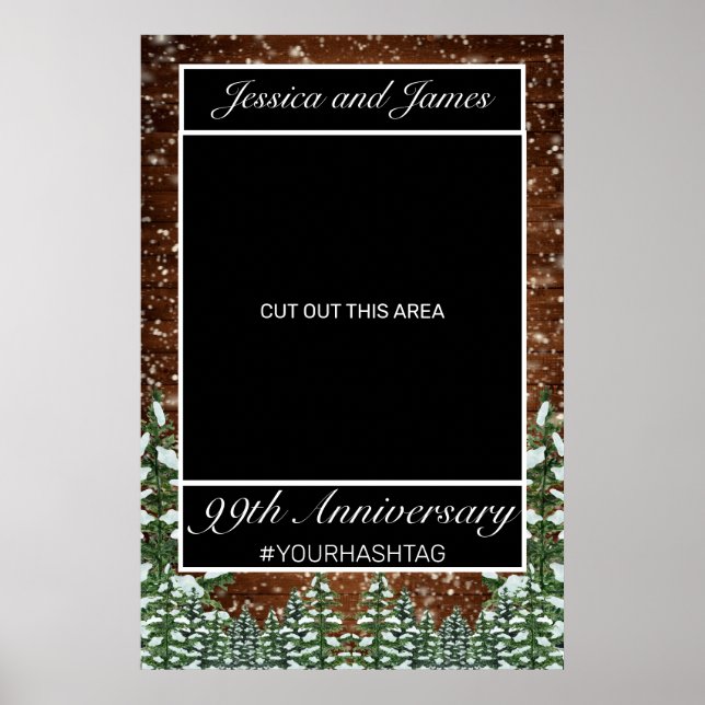 Snowy Wood & Forest Country Anniversary Photo Prop Poster (Front)