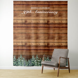 Snowy Wood & Forest Country Anniversary Photo Tapestry