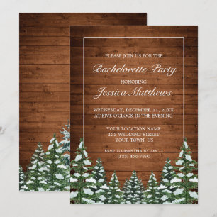 Snowy Wood & Forest Country Bachelorette Party Invitation