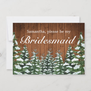 Snowy Wood & Forest Country Bridesmaid Invite Card