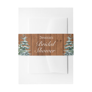 Snowy Wood & Forest Country Pine Bridal Shower Invitation Belly Band