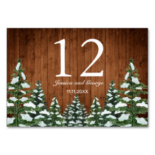 Snowy Wood & Forest Country Pine Table Number