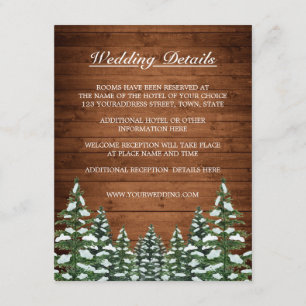 Snowy Wood & Forest Country Pine Wedding Details Enclosure Card