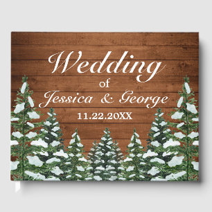 Snowy Wood & Forest Country Pine Wedding Guest Book