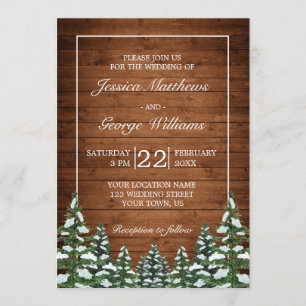 Snowy Wood & Forest Country Pine Wedding Invitation