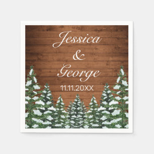 Snowy Wood & Forest Country Pine Wedding Napkin