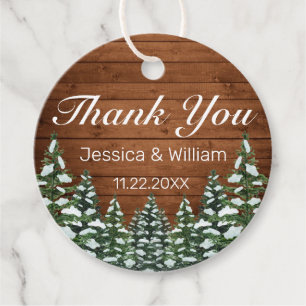 Snowy Wood & Forest Country Thank You Wedding Favour Tags