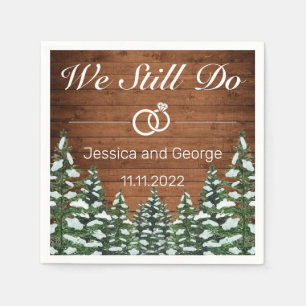 Snowy Wood & Forest Country Wedding Anniversary Napkin