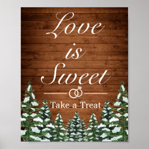 Snowy Wood & Forest Country Wedding Favor Sign