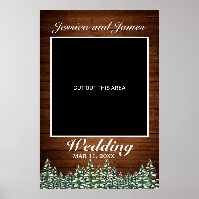 Snowy Wood & Forest Country Weddings Photo Prop Poster (Front)