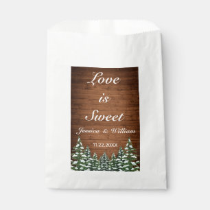 Snowy Wood Forest Love is Sweet Wedding Favour Bag