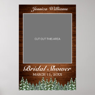 Snowy Wood & Forest Pine Bridal Shower Photo Prop Poster