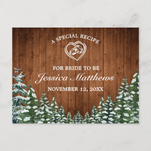 Snowy Wood & Forest Pine Bridal Shower Recipe Card