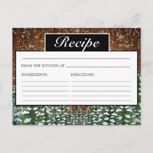 Snowy Wood & Forest Pine Bridal Shower Recipe Card