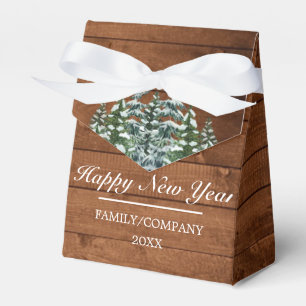 Snowy Wood & Forest Rural Happy New Year Snowflake Favour Box