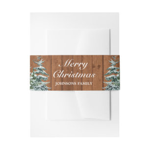 Snowy Wood & Forest Rural Merry Christmas Party Invitation Belly Band