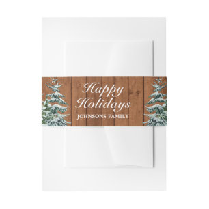 Snowy Wood Forest Rural Pine Happy Holidays Party Invitation Belly Band