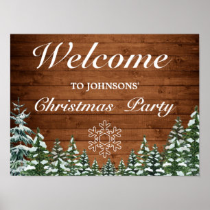 Snowy Wood Forest Snowflake Christmas Welcome Sign