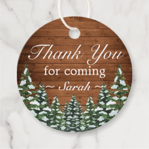 Snowy Wood & Forest Thank You For Coming Mitzvah Favour Tags