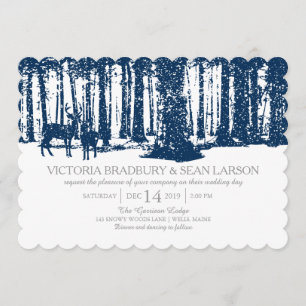 Snowy Woodland and Deers   Wedding Invitation