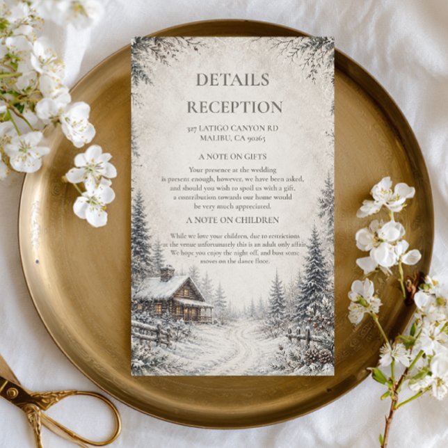 Snowy Woodland Artwork Rustic Enclosure Card (Creator Uploaded)