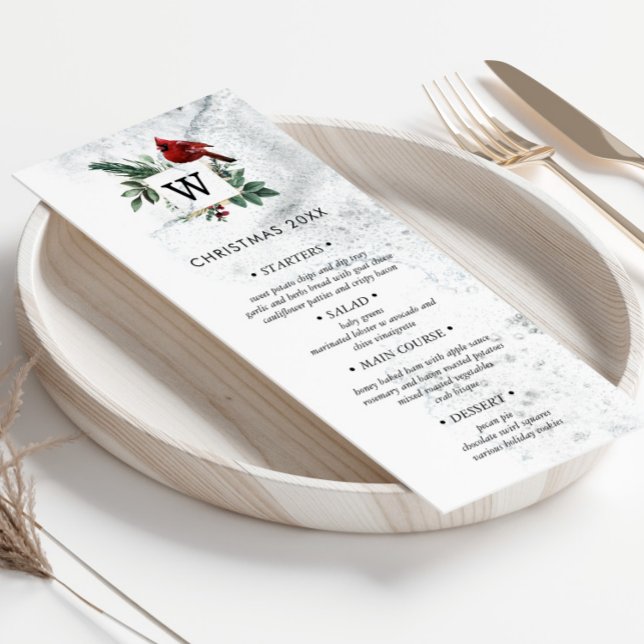 Snowy Woodland Elegant Holiday Dinner Menu Card (Creator Uploaded)