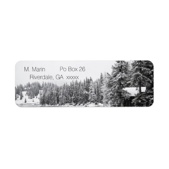 Snowy Woods Black & White Return Address Labels (Front)