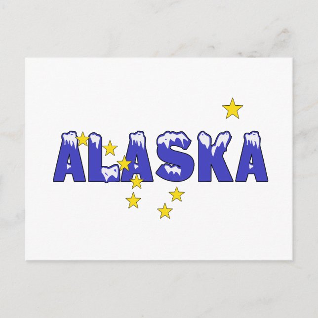 SNOWY WORD ALASKA POSTCARD (Front)