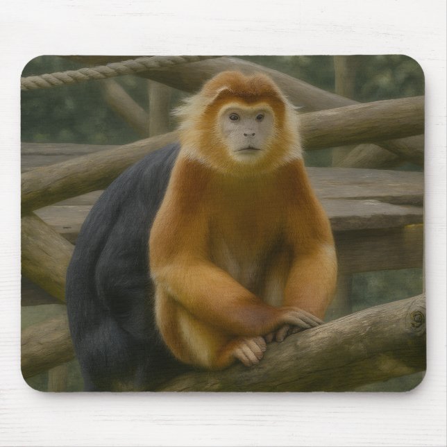 Snub-Nosed Monkey in Woodland Refuge Mouse Pad (Front)