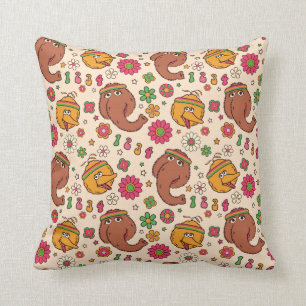 Snuffleupagus and Big Bird Groovy Flower Pattern Cushion