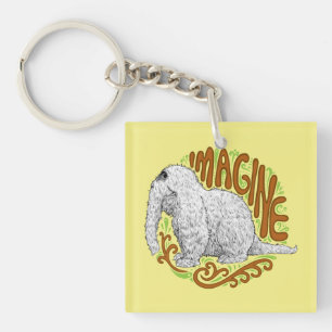 Snuffleupagus B&W Sketch Drawing Key Ring