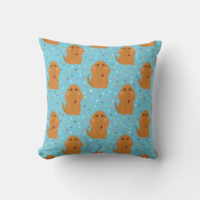 Snuffleupagus Blue Stars & Dots Pattern Cushion (Front)