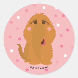 Snuffleupagus Pink Polka Dot Pattern Classic Round Sticker