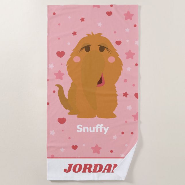 Snuffy Hearts & Stars Graphic Beach Towel (Front)