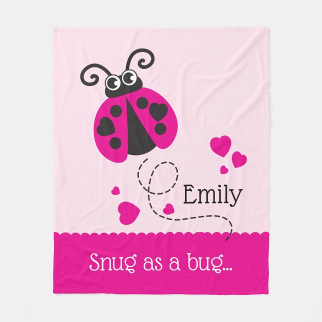 Snug a bug name ladybug pink blanket (Front)