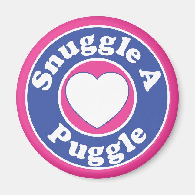 Snuggle A Puggle Dog Heart Magnet (Front)