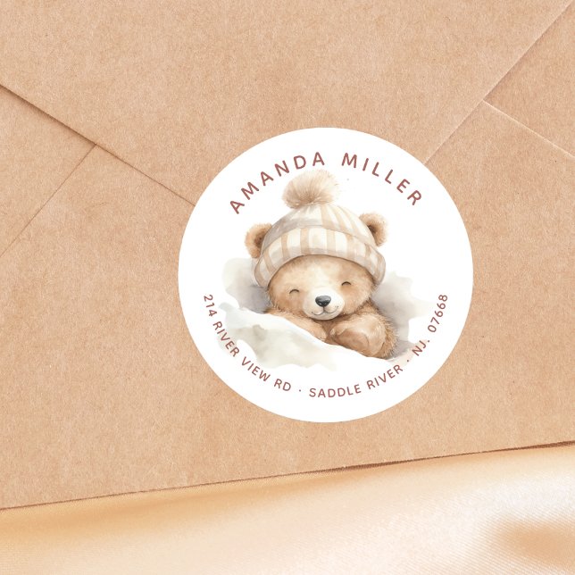 Snuggle Bear Baby Shower Address Label (Creator Uploaded)