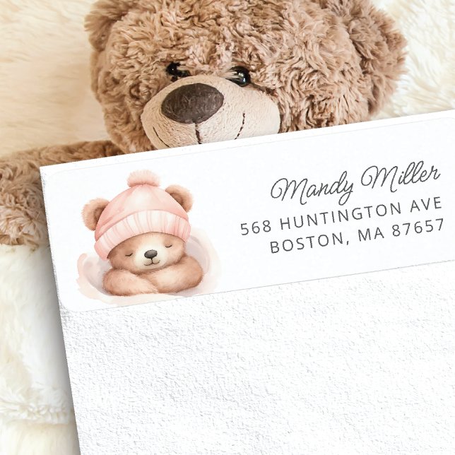 Snuggle Bear Baby Shower Address Label Return Address Label (Creator Uploaded)
