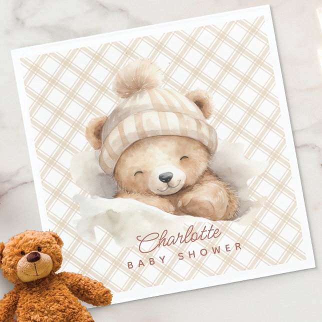 Snuggle Bear Baby Shower Napkin (Creator Uploaded)