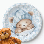 Snuggle Bear Baby Shower Paper Plate<br><div class="desc">Cute snuggle bear neutral baby shower design featuring the sweetest sleeping baby bear. Visit our shop to view our snuggle bear shower collection!</div>