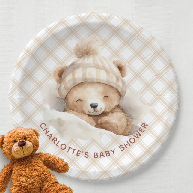 Snuggle Bear Baby Shower Paper Plate (Creator Uploaded)