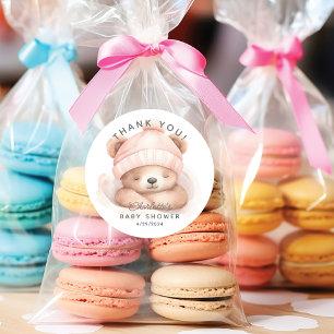 Snuggle Bear Baby Shower Thank You Classic Round Sticker