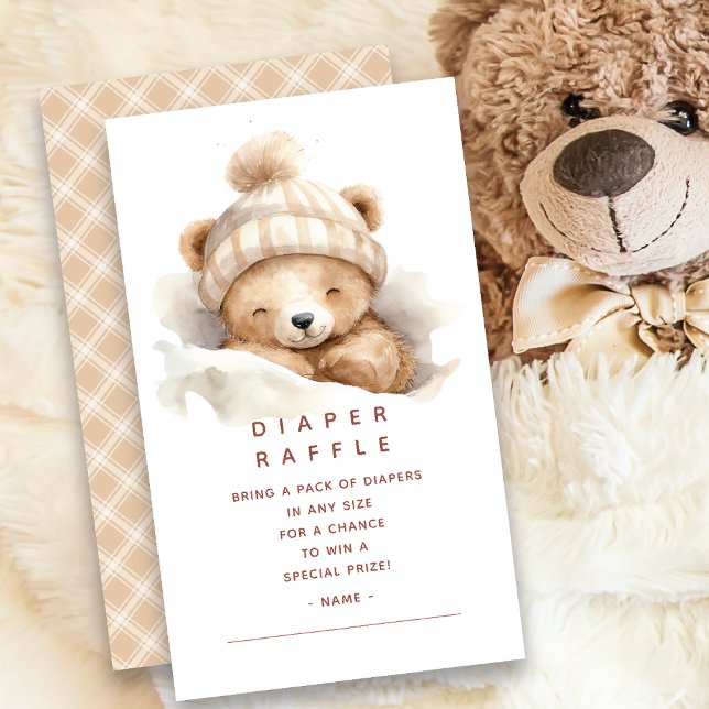 Snuggle Bear Diaper Raffle Ticket Enclosure Card (Creator Uploaded)