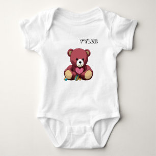Snuggle Bear with Heart and Rattles Baby Bodysuit