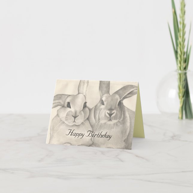 Snuggle Bunnies, Birthday Greetings Card (Front)