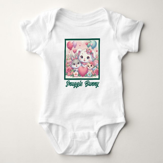 Snuggle Bunny for Babies Cute Rabbit kitten Baby Bodysuit (Front)