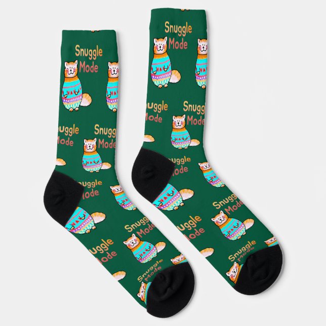Snuggle Mode Cosy Ginger Cat Socks   (Right)