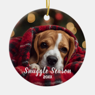 Snuggle Season Beagle Wrapped in Blanket Ornament