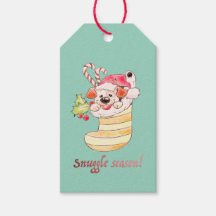 Snuggle Season Puppy in Christmas Stocking Gift Tags