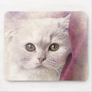 Snuggle Time Kitty Abstract Watercolor Mouse Pad